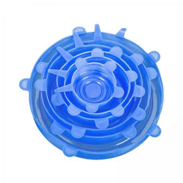 3x6x Silicone Stretch Lids Food Grade Food Storage Cover for Food Can Jar Cups blue