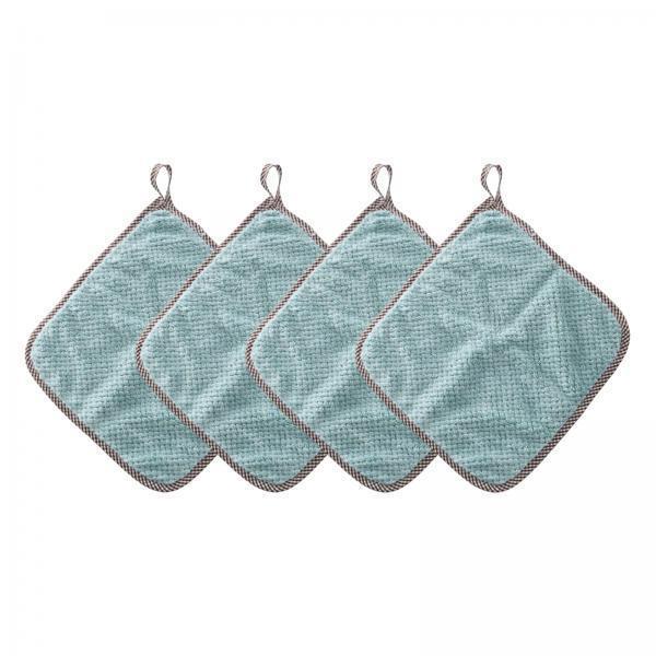 2x4Pcs Absorbent Cleaning Cloth Quick Drying for Furniture Wiping Stains Green