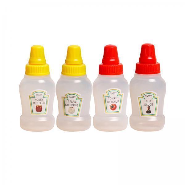 2xMini Tomato Ketchup Bottle Containers Bottle for Kitchen BBQ Outdoor 4 pcs set