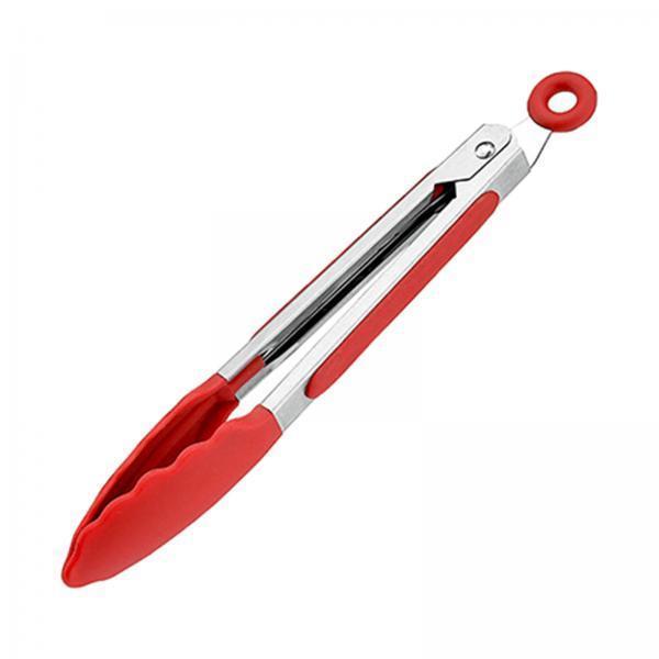 2xFood Tongs Nonstick Multifunctional Heavy Duty Stainless Steel Cooking Tongs 7inch Red