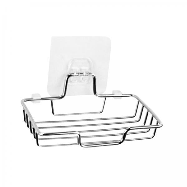 3xSoap Dish Self Adhesive Punch Free Wall Mount for Hotel Countertop Bathroom Single