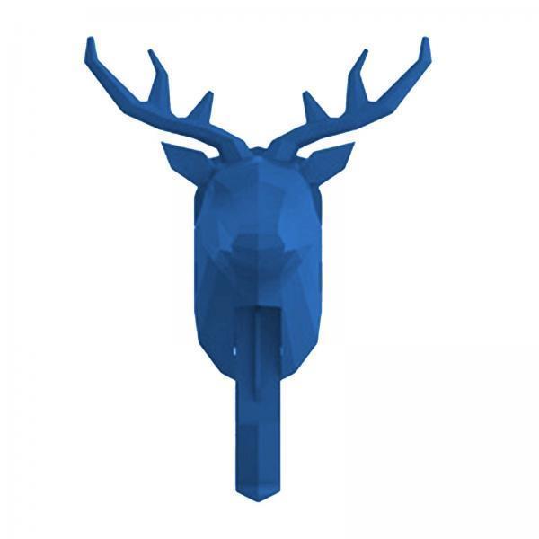 4xWall Mounted Animal Heads Hook Clothes Towel Hook for Purse Coat Living Room Deer Blue
