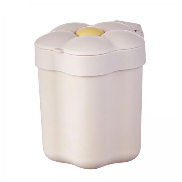 2xMini Desktop Trash Can Mini Wastebasket Garbage Bin Waste Can for Bathroom White
