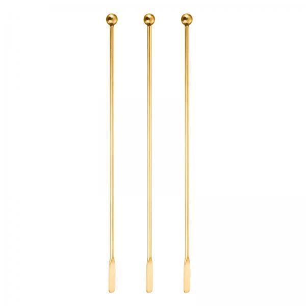 4x3Pcs Cocktail Stirrers Coffee Beverage Stir for Wine Making Brewing Bar Golden