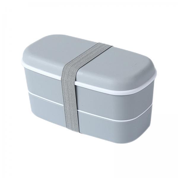2xJapanese Style Lunch Box Meal Container for Hiking Camping Office Gray