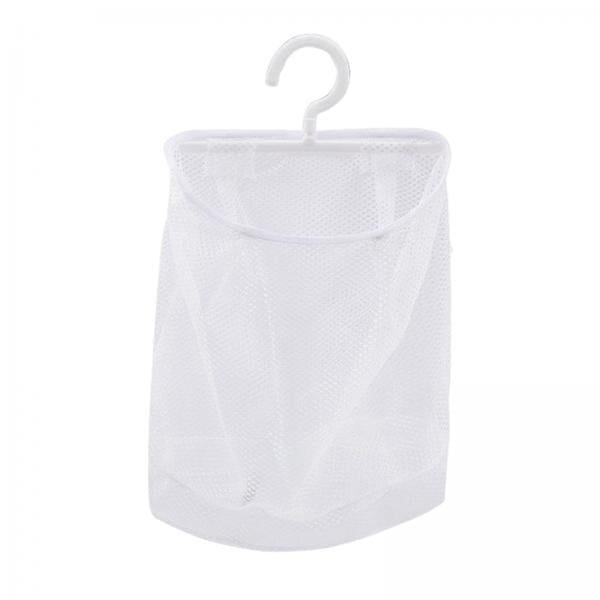 4xClothespin Bag with Hanger Breathable Mesh Net for Bathroom Hotel White