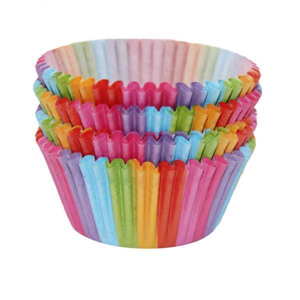 4x100x Rainbow Color Cupcake Muffin Liners Baking Paper Cup Standard Size