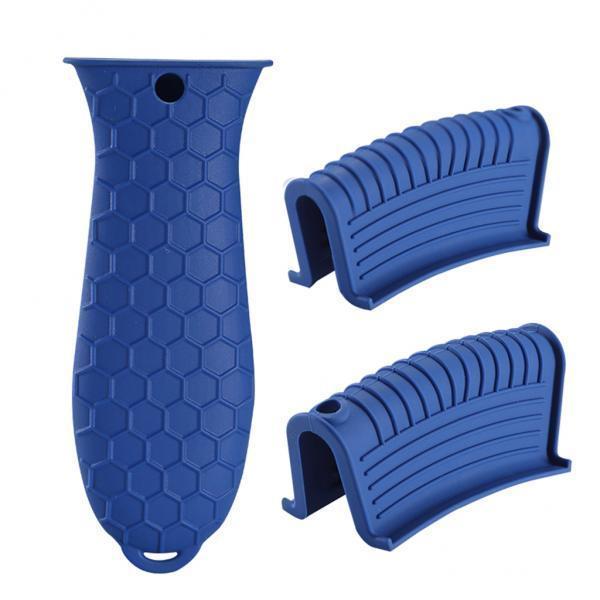 2xSilicone Pot Holder Sleeve Pot Frying Pan Handle Cover Grip Kitchen Blue