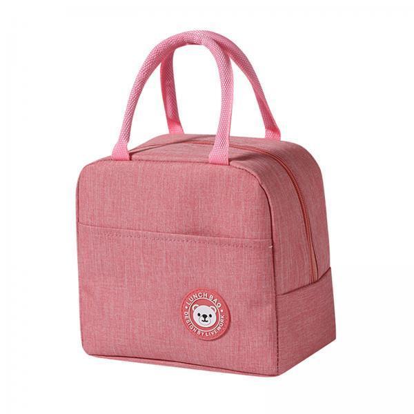 2xThermal Insulated Lunch Bag Handbag Pouch Tote Food Container Pink