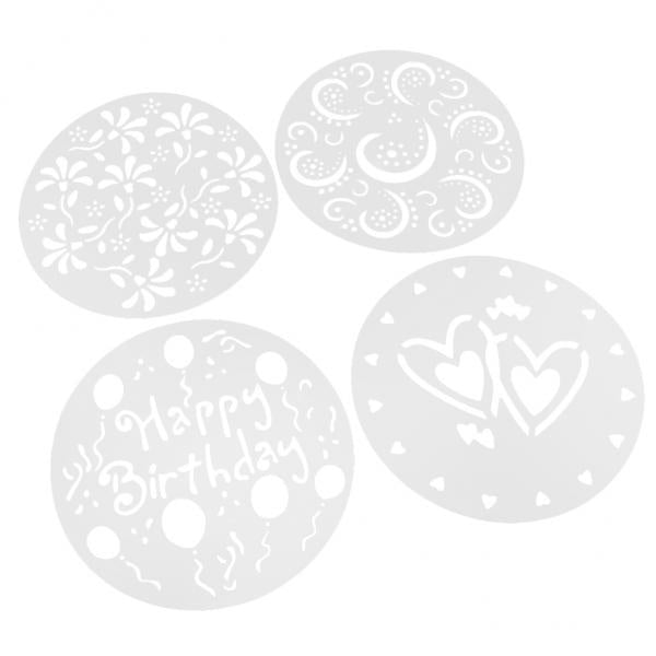 2x4 Pieces Spray Print Stencils Coffee Cake Strew Flowers Baking Mold