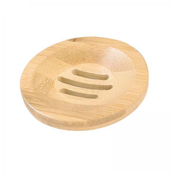 2xSoap Rack Tray Soap Holder Bamboo Dish Plate for Bath Kitchen Round
