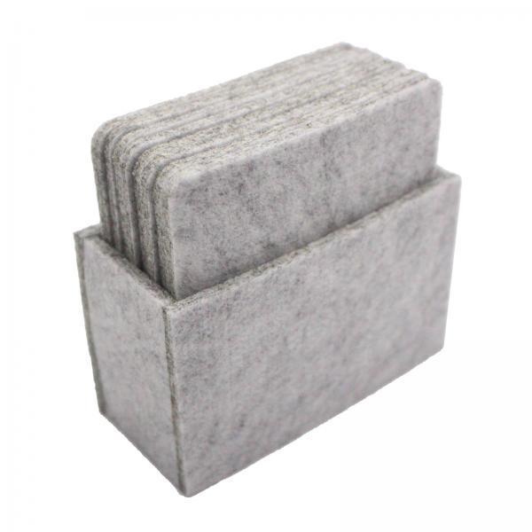 2x8pcs Felt Coaster Cup Mat Pad Insulated Placements Light Gray Square