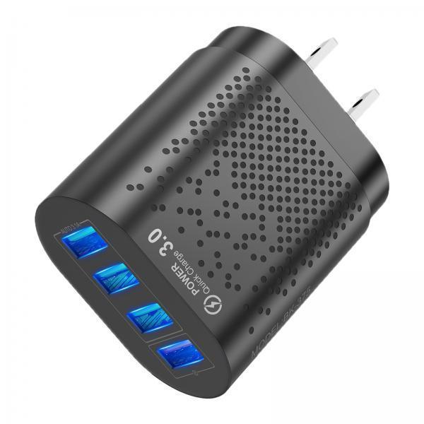 4xFast Charge 4 USB Port Hub Wall Charger Power Adapter US Plug Cube Black