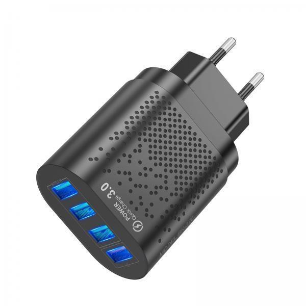 2x4 USB Ports Hub Wall Charger Power Adapter EU Plug USB Cube Adapter Black