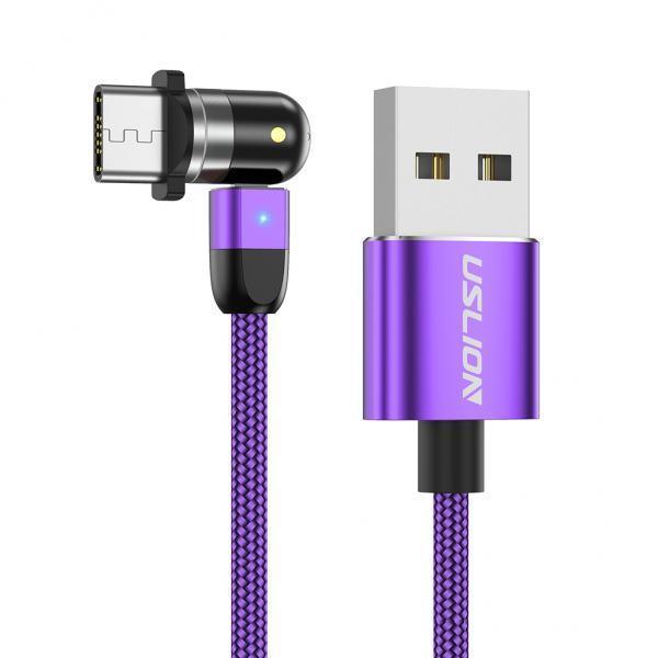 3x540 Magnetic Charging USB Cable 360 180 purple 2m Type-C