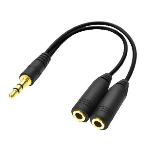 2x3.5mm Stereo Audio Male To 2 Female Y Splitter Cable Adapter For Headset Mic
