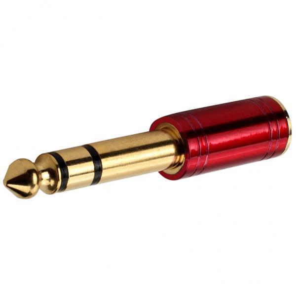 3xMetal 3.5mm Female to 6.5 Male Audio Stereo Headset Adapter Converter Red
