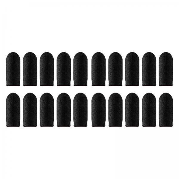 2x20 Pieces Gaming Finger Sleeves Anti Sweat Breathable Cover for Mobile Game Black
