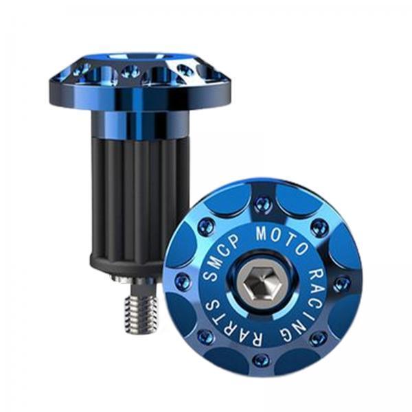 3x2Pcs Motorcycle Handle Bar End Grips Plug Caps CNC Aluminum Alloy Blue