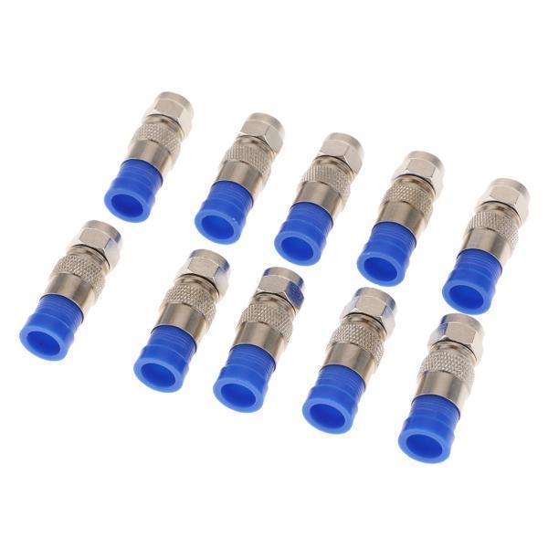 2x10 Pieces RG6 Quad Shield Coaxial Cables F Connector Adapter Compression