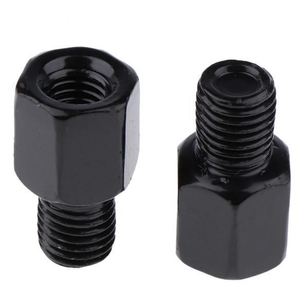 4xScooter Motorcycle Rearview Side Mirror RH 8mm - LH 10mm Adapter Black