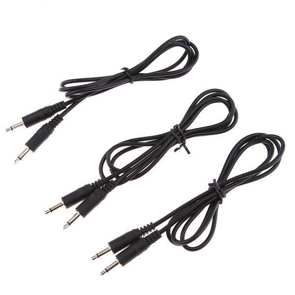 2x3Pcs 3.5mm Male to Male Mono Jack Headphone Audio Lead Cable Wire 1M Black