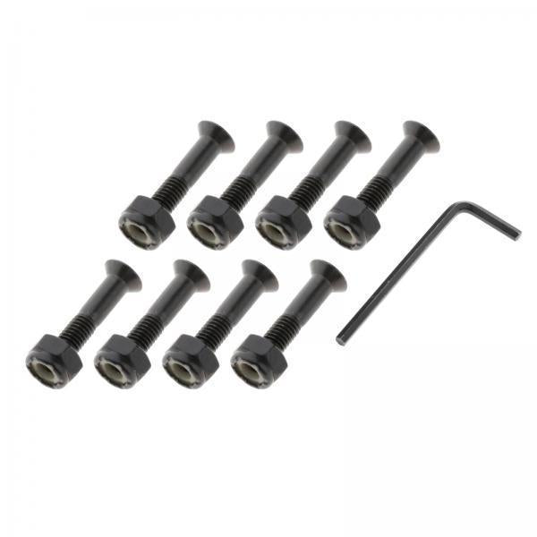 2x8x Longboard Skateboard Wheel Repair Hardware Screws with Wrench 1'' Black