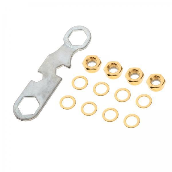 4xSkateboard Truck Rebuild Kit Washers M8 Nuts and Wrench Tool Golden