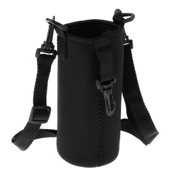 2xInsulated Sport Water Bottle Cover Sleeve Holder Cooler Carrier Black 550ml