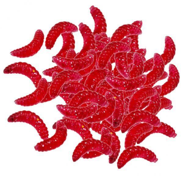 2x100 Pieces/Set Fishing Soft Grub Worm Bread Bug Maggots Lures Baits Red
