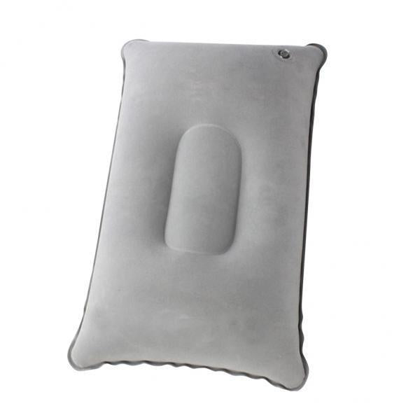 2xInflatable Pillow Travel Air Cushion Camping Car Beach Head Rest Support 43x27cm Light Gray