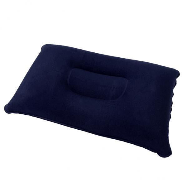 2xInflatable Pillow Travel Air Cushion Camping Car Beach Head Rest Support 43x27cm Dark Blue