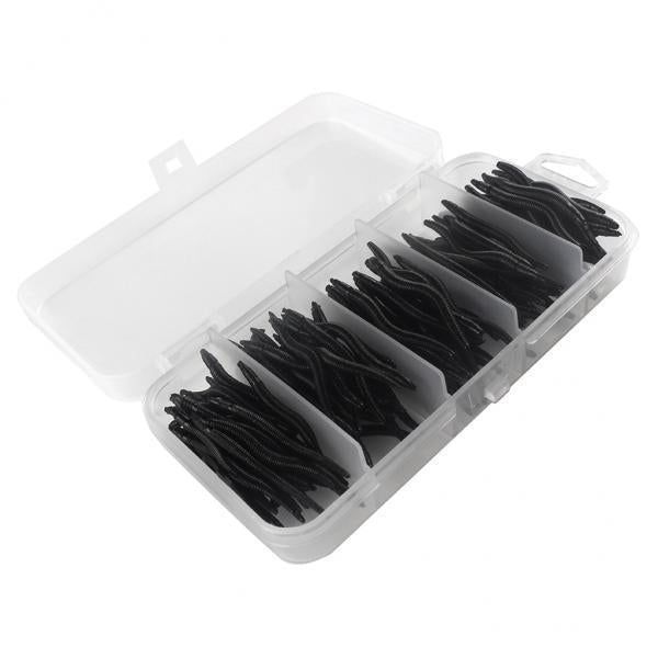 3x150pcs Artificial Soft Earthworm Fishing Bait Worm Lure Maggot Bait Black