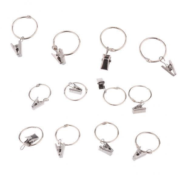 3x12Pcs Curtain Ring Hook with Clips with Eyes Portable Sliding Rod Rings Hook