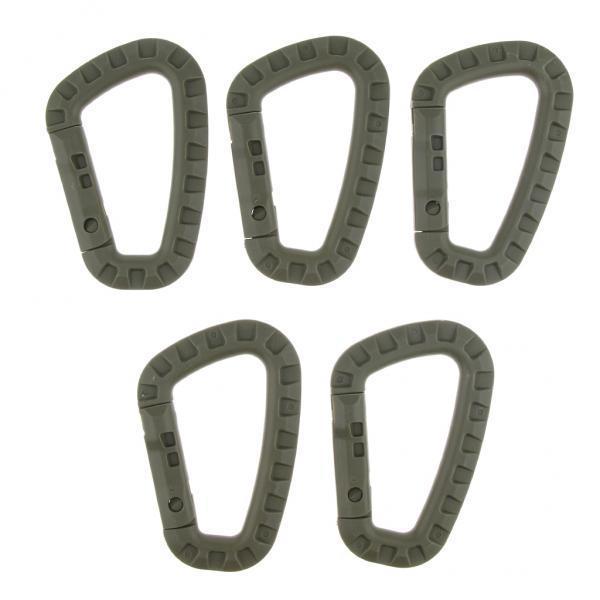 4x5Pcs Outdoor Carabiners Backpack Hook Snap Keychain D-Ring Buckle Army Green