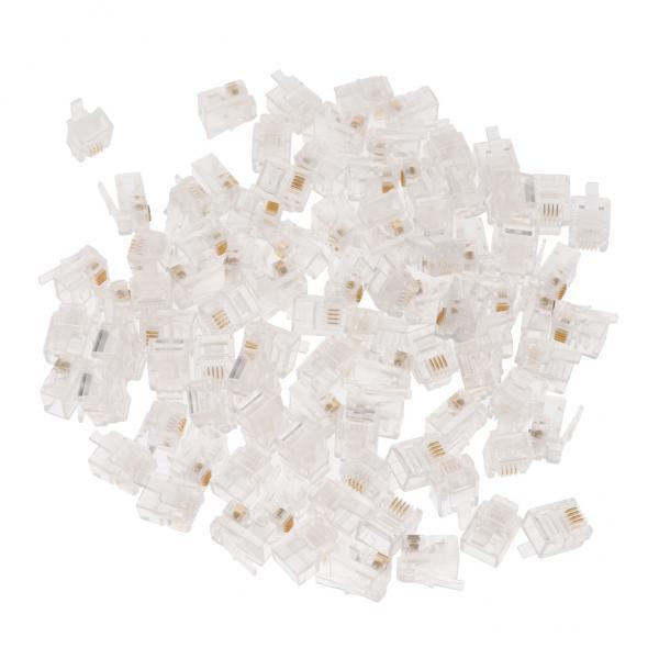 3x100Pcs RJ11 RJ-11 6P4C Modular Plug Telephone Cord Crimp Connector