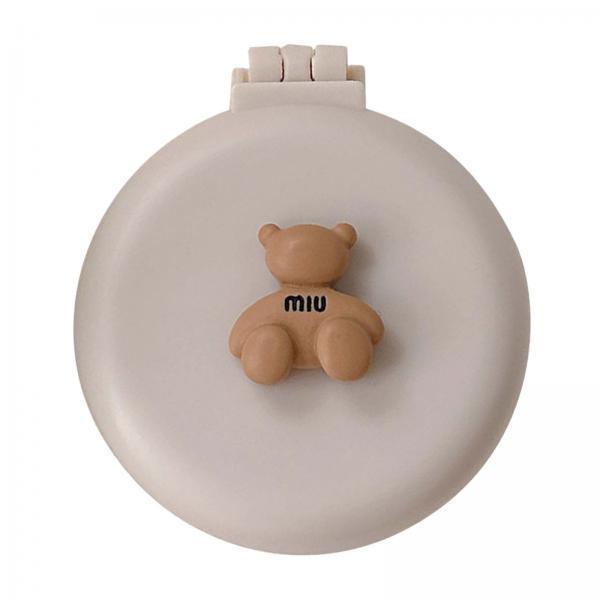 3xFolding Mirror Comb Travel Size Portable Mini Hair Brush for Children Adults Apricot