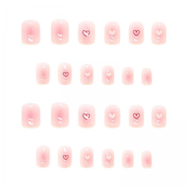 2xValentine's Day Press on Nails Red White Hearts for Wedding Dating