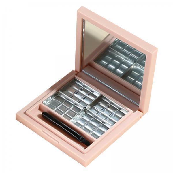 4xEmpty Eyeshadow Palette Storage Box with Mirror and Brush Slot Square Pallet 4 Slot