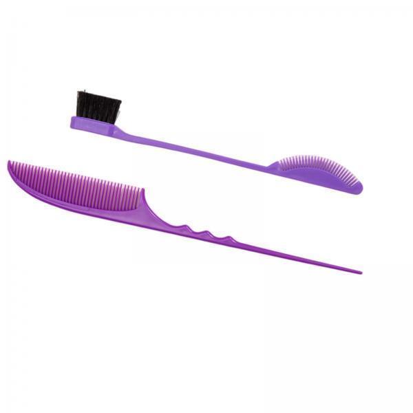 2xHair Styling Comb Set Rat Tail Comb Teasing Comb Brush Set for Women Teasing Violet