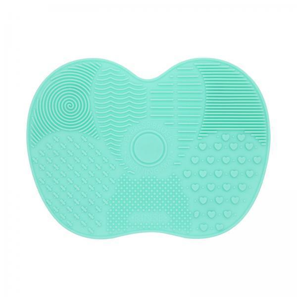 3xMakeup Brush Cleaner Pad Apple Shape Scrubber Mat for Eyeshadow Brush Travel Green