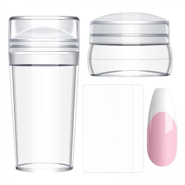 2x4 Pieces French Nail Stamper Clear Silicone Stamping Professional Detachable