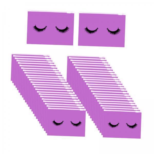 2xMultipurpose 50Pcs Eyelash Bags Eyelash Makeup Bags with Zipper Lightweight S violet