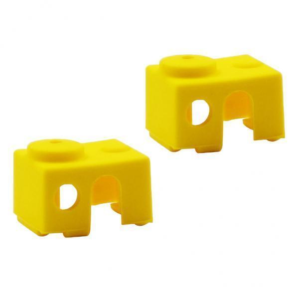3x2Pcs 3D Printer Silicone Wrap Case Socks Cover Protector For V6 Block Yellow