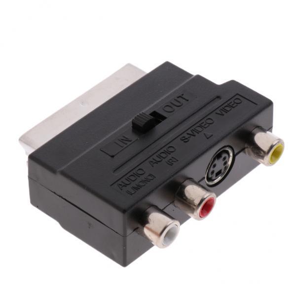 4xSCART To 3 RCA Composite Phono Adaptor Converter + In / Out Switch GOLD