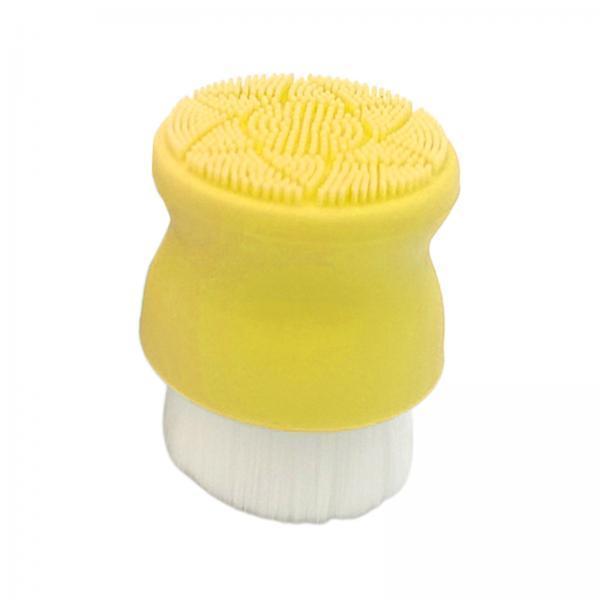 4xManual Face Washing Brush Soft Bristle and Exfoliating Silicone Pad Yellow
