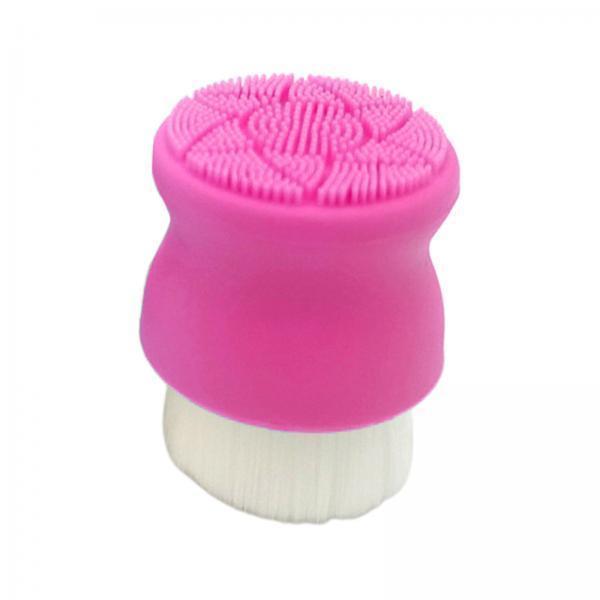 3xManual Face Washing Brush Soft Bristle and Exfoliating Silicone Pad Rose Red