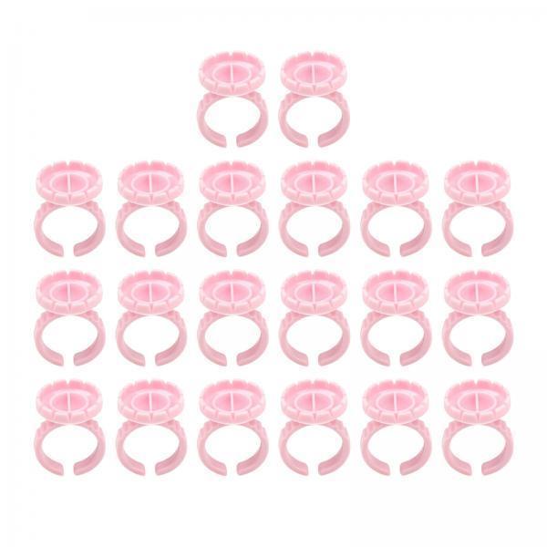 4x100x Glue Rings Lash Glue Cups for Tattoo Volume Lash Makeup Pink