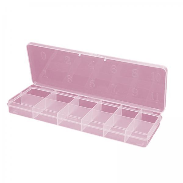 4x12 Slots Nail Tips Organizer Box Empty for False Nail Tips Art Crafts Beads Pink