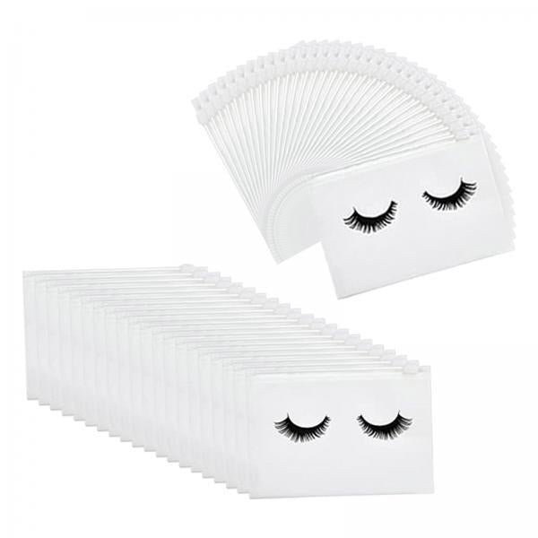 3x50 Count Lash Bags Eyelash Makeup Bags with Zipper Adorable 15x10cm White